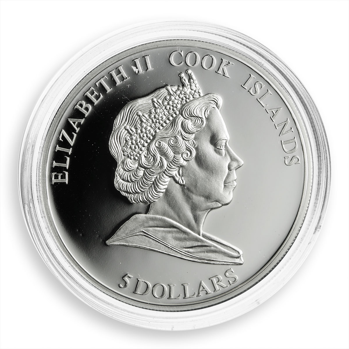 Cook Island, $5, Women's Day, Roses, 8 March, flowers, silver, coin, 2009
