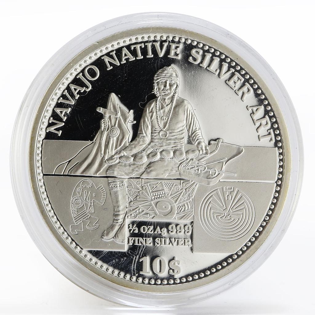 Cook Islands 10 dollars Navajo Native Silver Art proof silver coin 2011