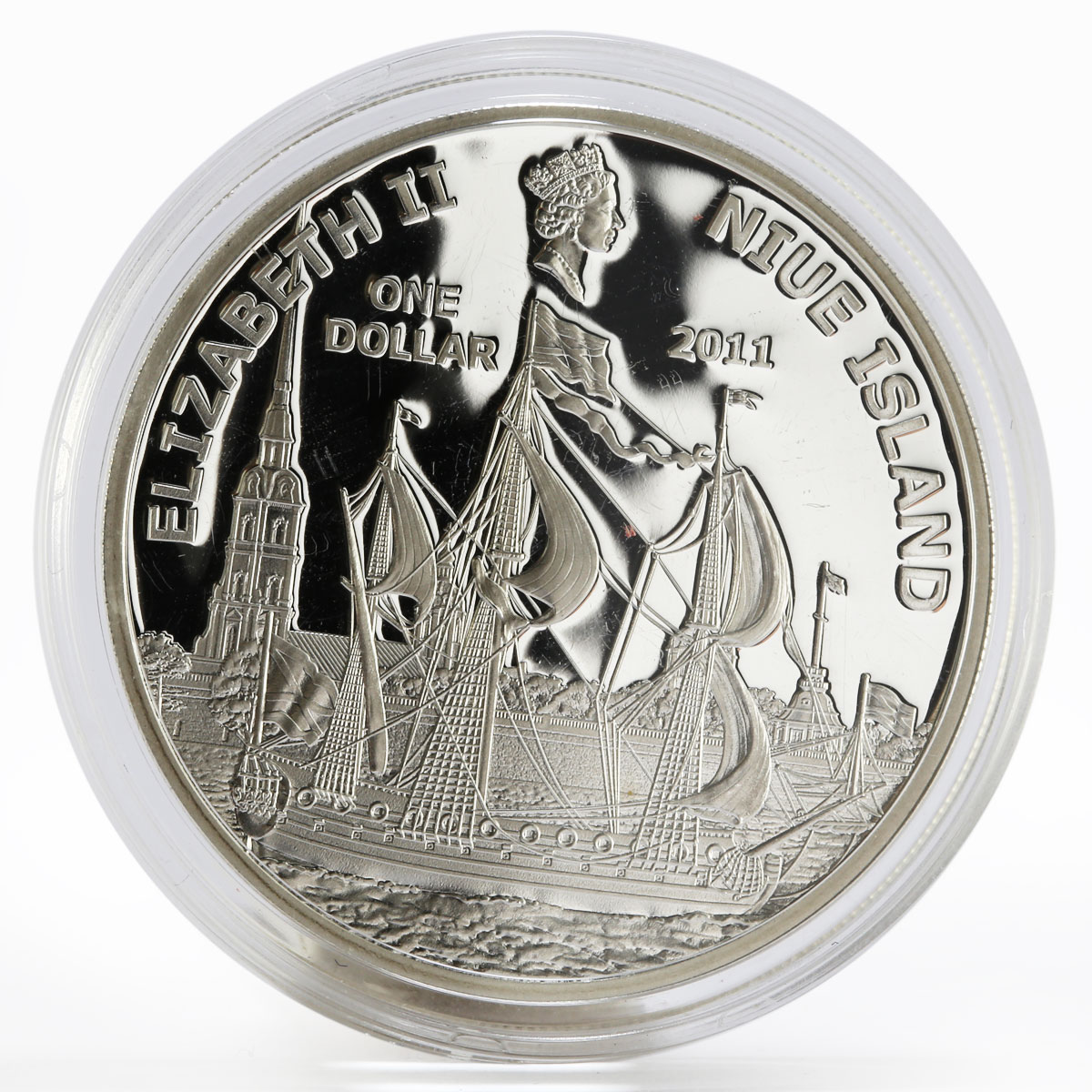 Niue 1 dollar Peter The Great Ship Paul's fortress colored proof silver 2011