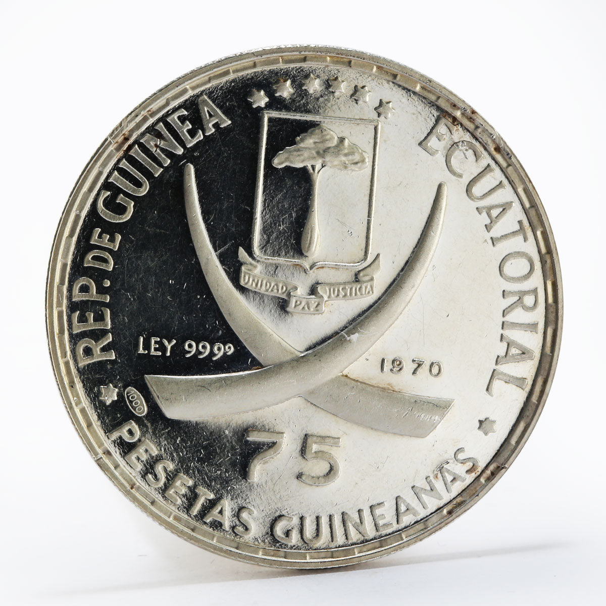 Equatorial Guinea 75 pesetas Vladimir Lenin proof silver coin 1970