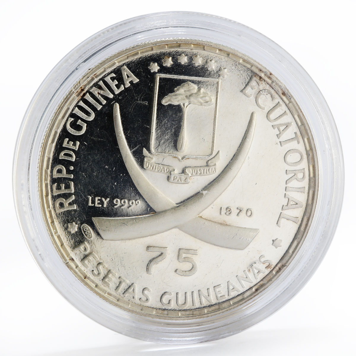 Equatorial Guinea 75 pesetas Vladimir Lenin proof silver coin 1970