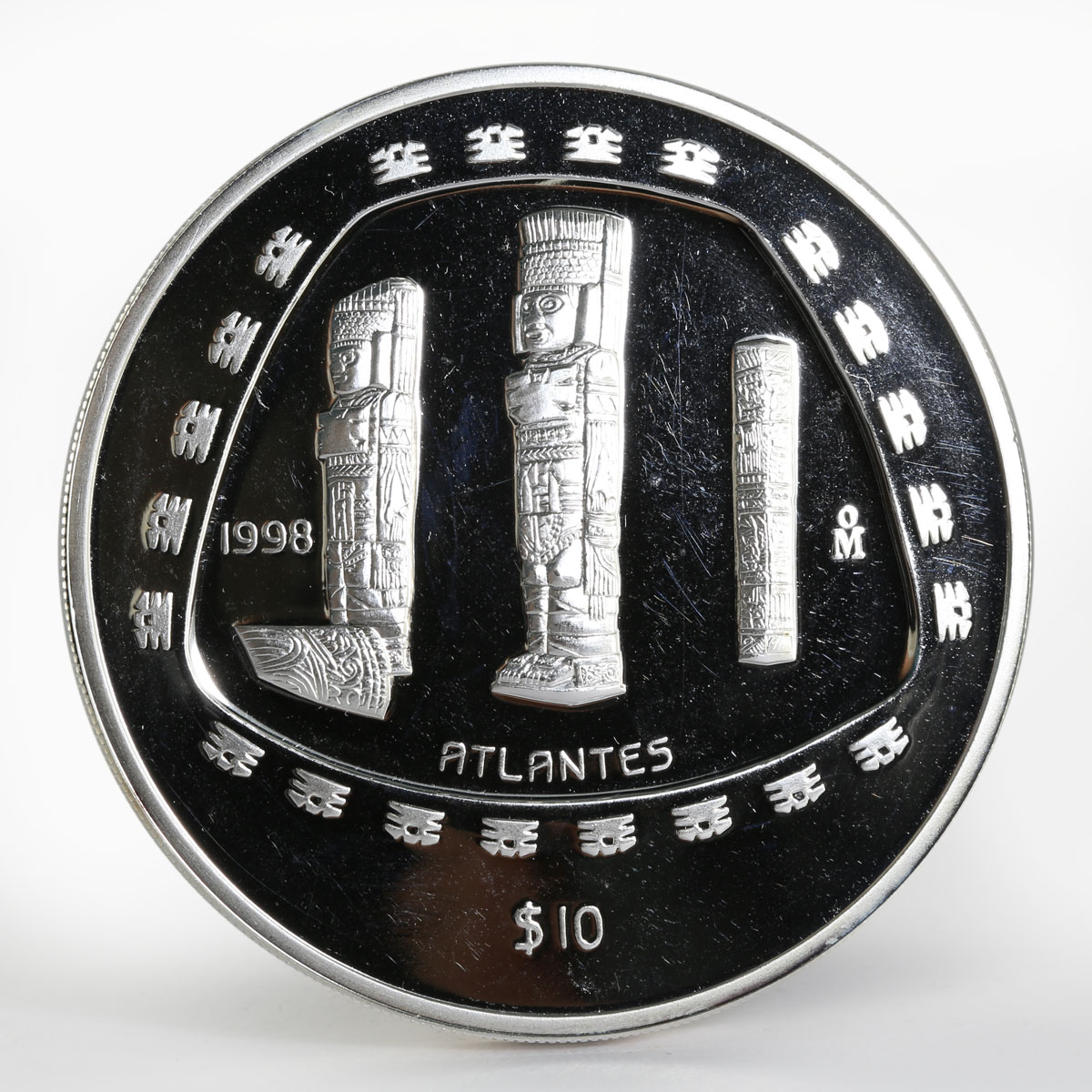 Mexico 10 pesos Toltec Series Atlantes proof silver coin 1998