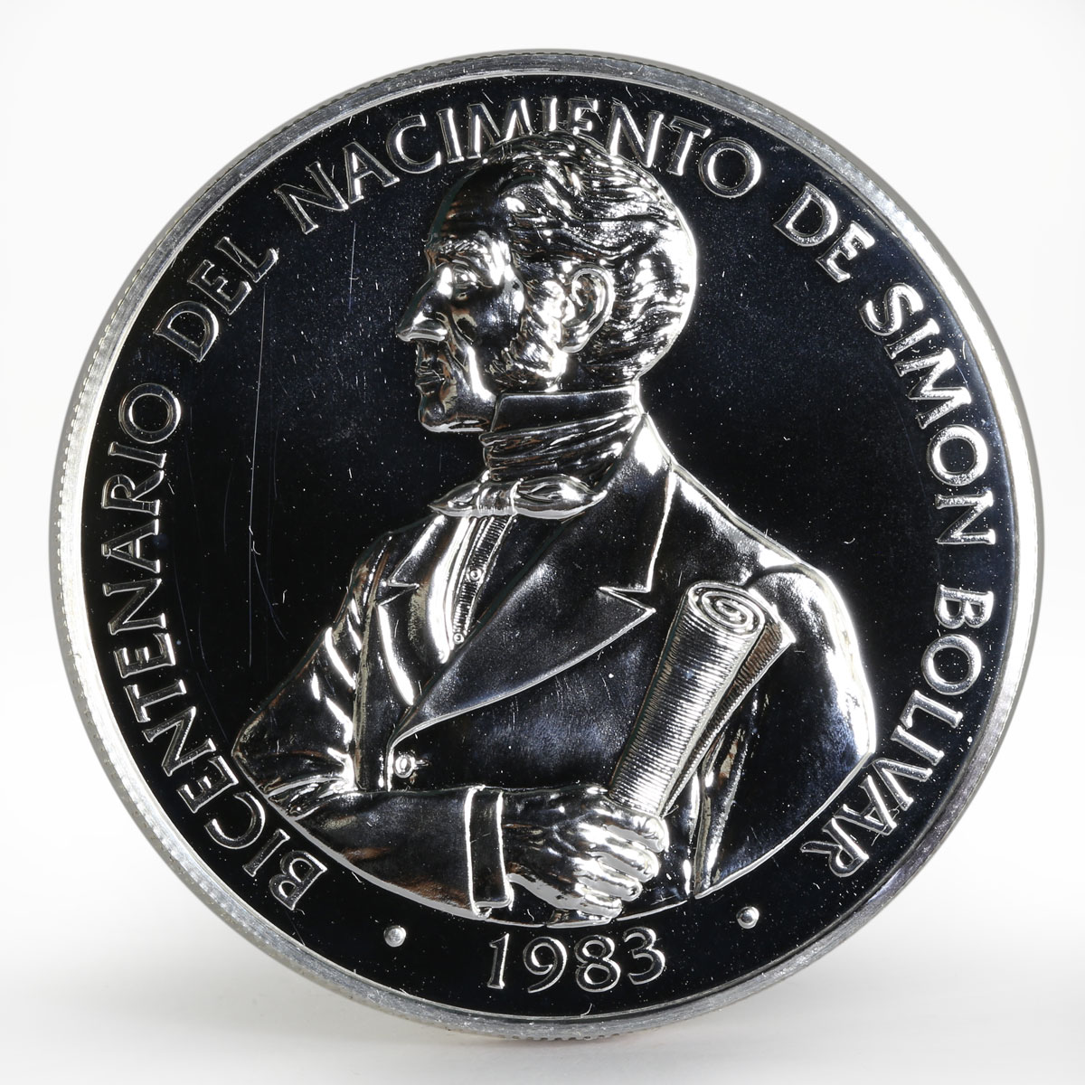 Panama 20 balboas De Simon Bolivar proof silver coin 1983