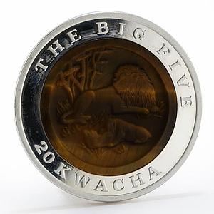 Malawi 20 kwacha The Big Five Lion proof silver coin 2004