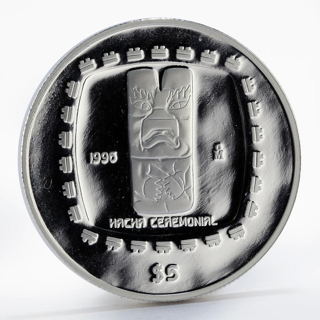 Mexico 5 pesos Statue Hacha Ceremonial proof silver coin 1996