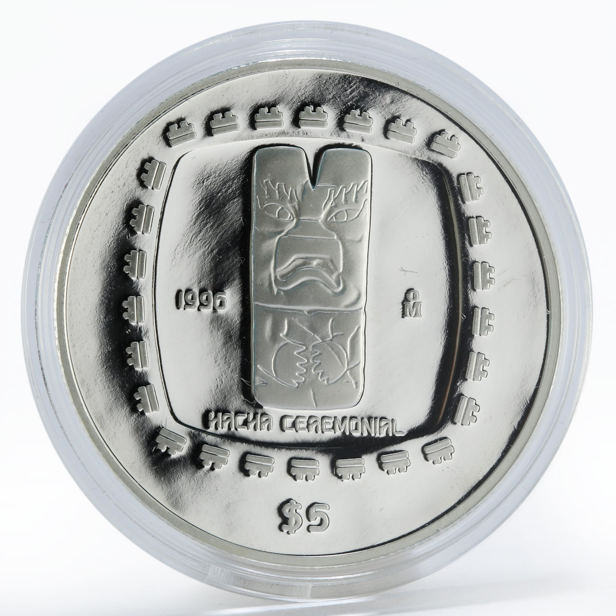 Mexico 5 pesos Statue Hacha Ceremonial proof silver coin 1996