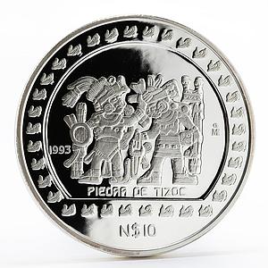Mexico 10 pesos Piedra de Tizoc proof silver coin 1993