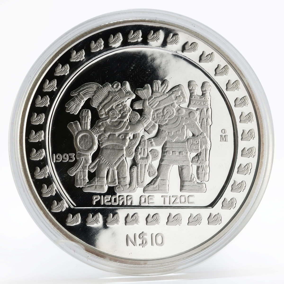 Mexico 10 pesos Piedra de Tizoc proof silver coin 1993