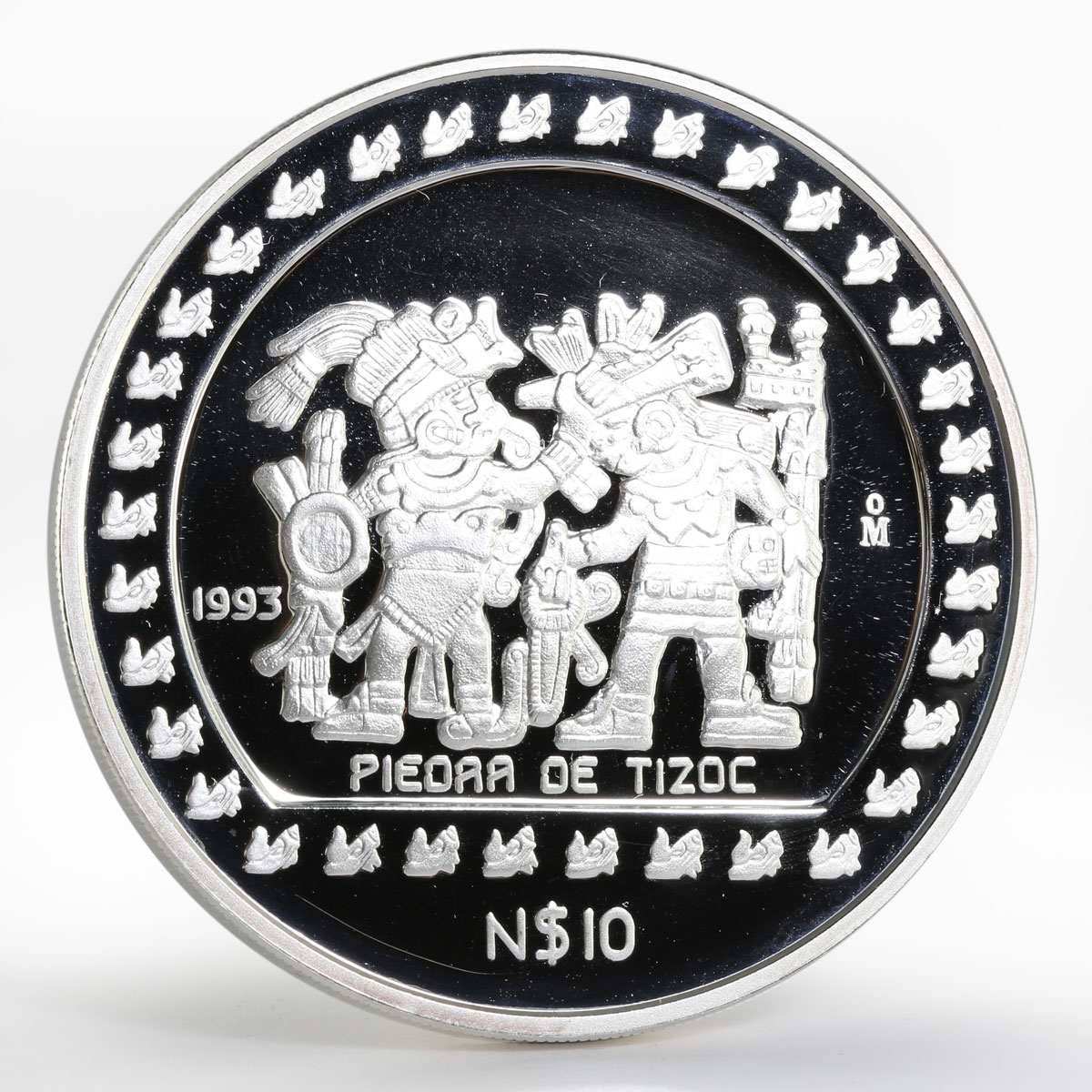 Mexico 10 pesos Piedra de Tizoc proof silver coin 1993