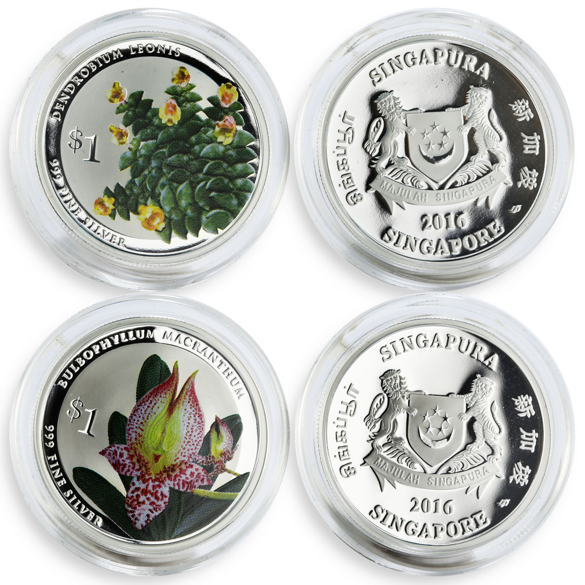 Singapore set of 10 coins The Splendour of Native Orchids Series proof 2016