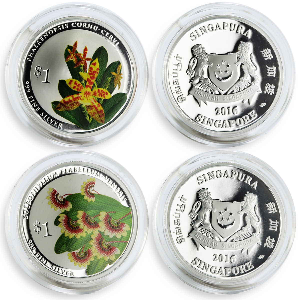Singapore set of 10 coins The Splendour of Native Orchids Series proof 2016