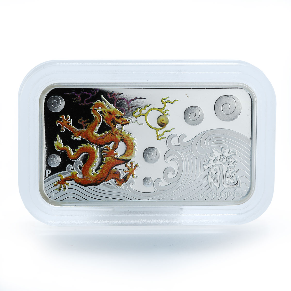 Cook Islands $1 Year of the Dragon Yellow 2012 Rectangular 1oz Silver Coin Proof