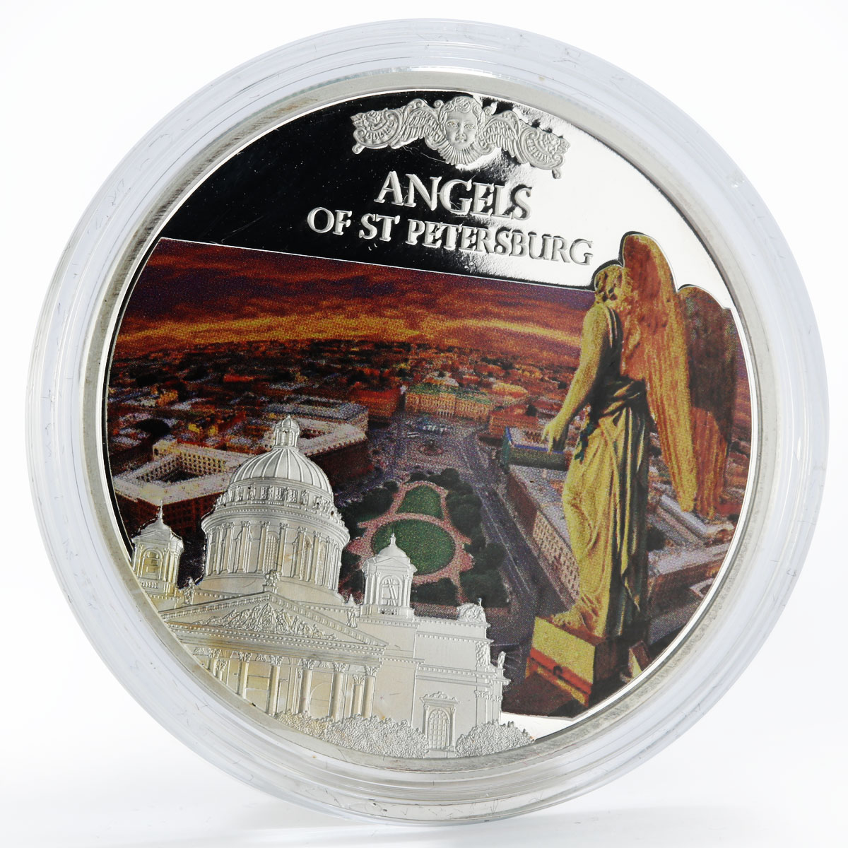 Niue 2 dollars Angels of St Peterburg colored proof silver coin 2015