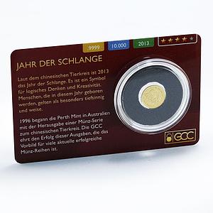 Laos 500 kip Year of the Snake proof gold coin 2013