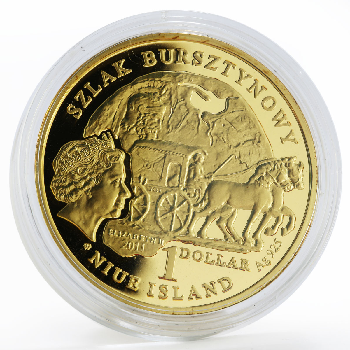 Niue 1 dollar Amber Road Europe silver amber gilded proof 2011