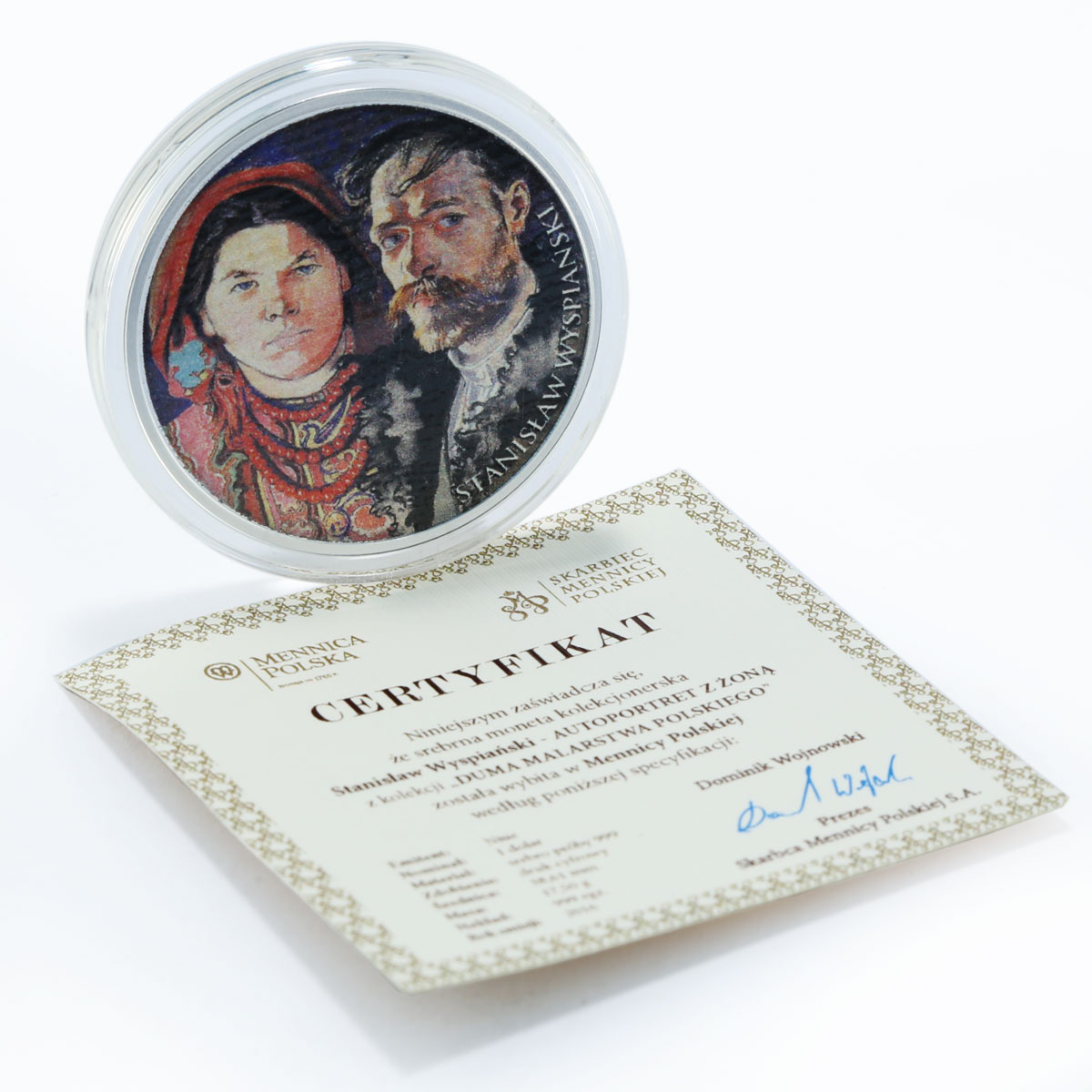 Niue 1 dollar Stanislaw Wyspianski with Wife Portrait colored proof silver 2016