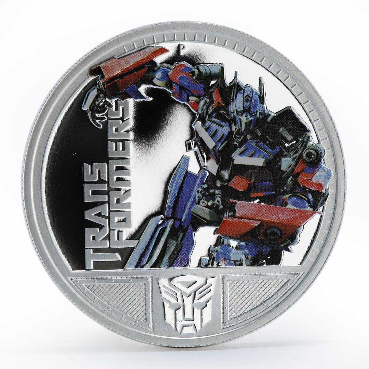 Tuvalu 1 dollar Transformers Optimus Prime colored proof silver coin 2009