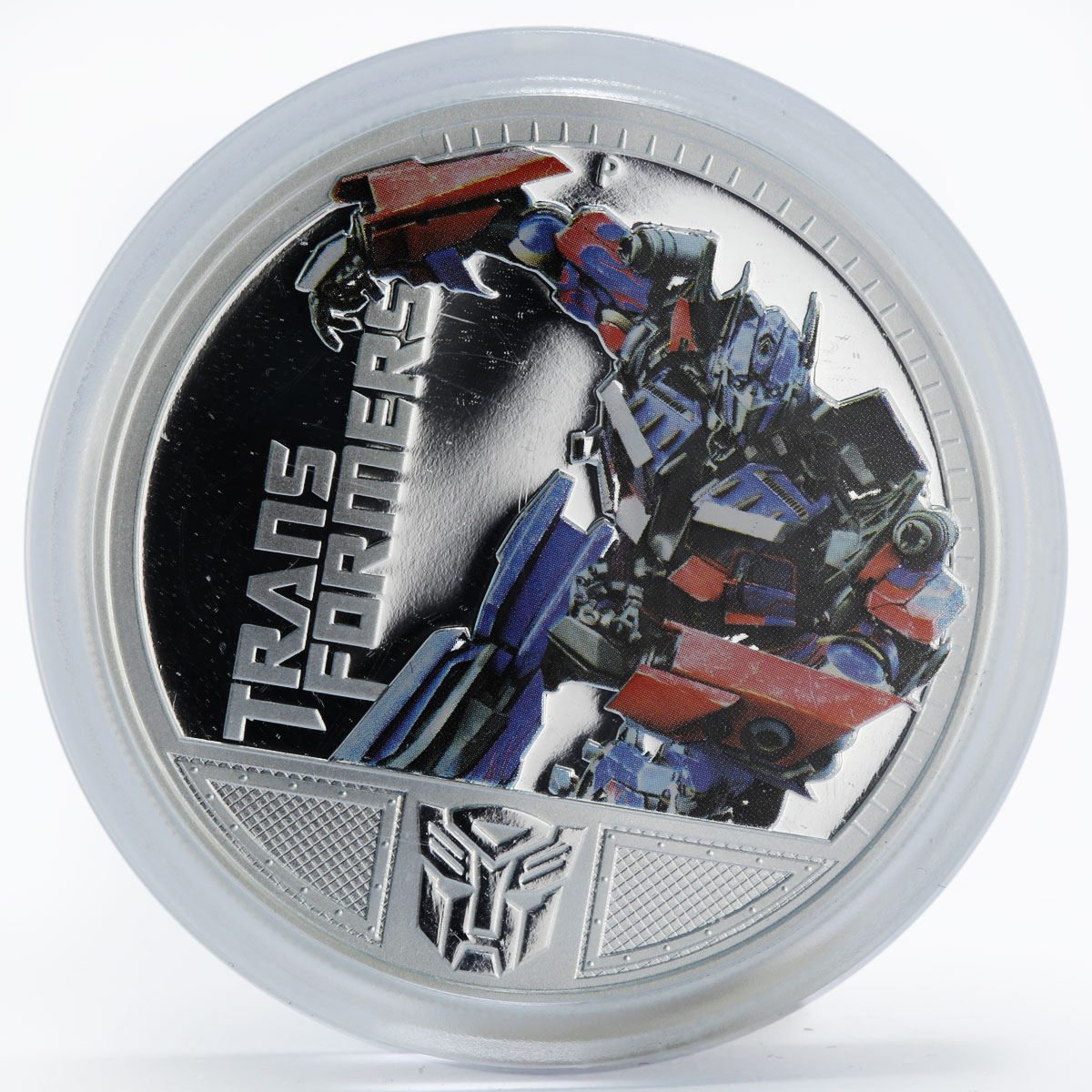 Tuvalu 1 dollar Transformers Optimus Prime colored proof silver coin 2009