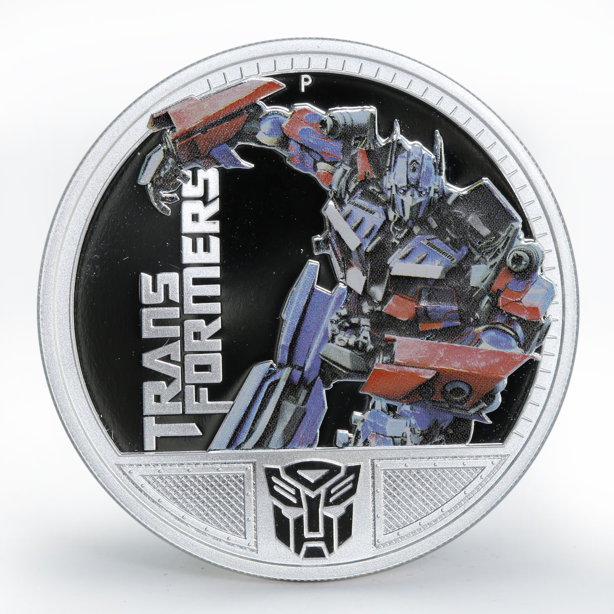 Tuvalu 1 dollar Transformers Optimus Prime colored proof silver coin 2009