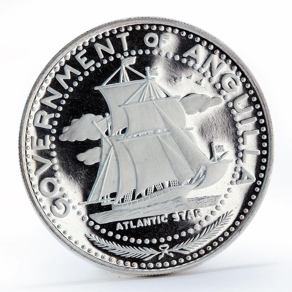 Anguilla 4 dollars Ship Atlantic Star proof silver coin 1969