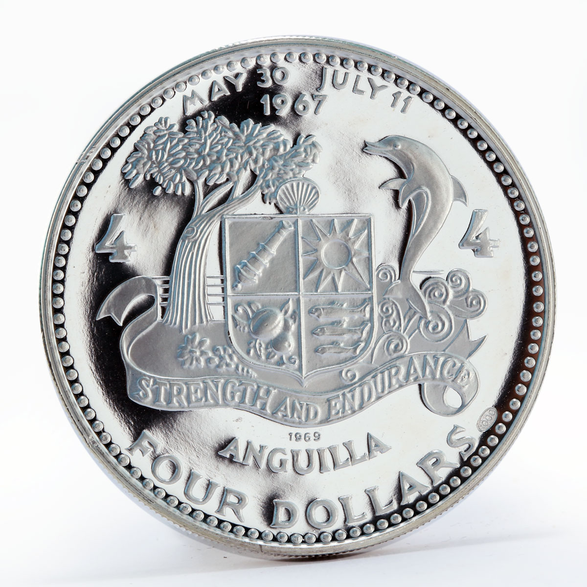 Anguilla 4 dollars Ship Atlantic Star proof silver coin 1969