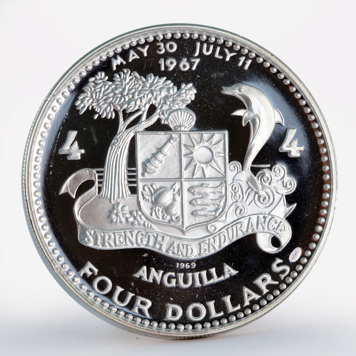 Anguilla 4 dollars Ship Atlantic Star proof silver coin 1969