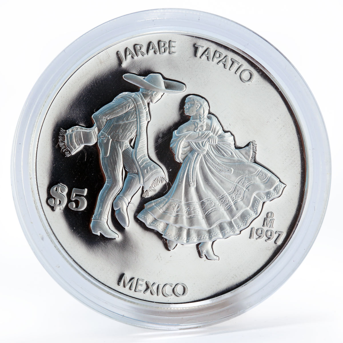 Mexico 5 Pesos Jarabe tapatio proof silver coin 1997