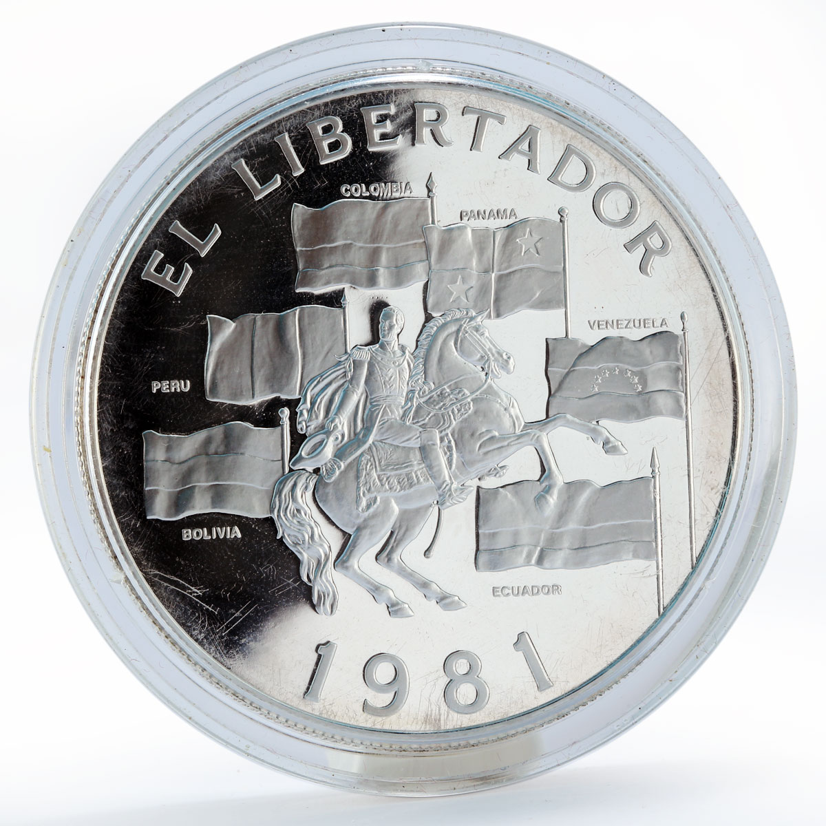 Panama 20 balboas Simon Bolivar The Liberator proof silver coin 1981