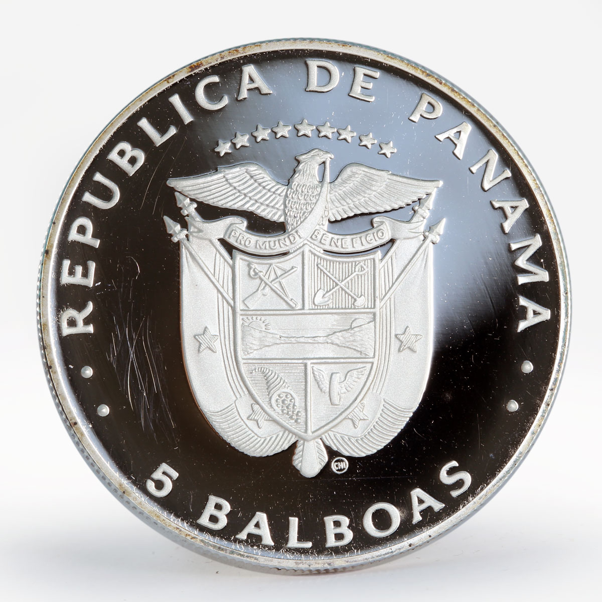 Panama 5 balboas Land of Champions Boxer proof silver coin 1980