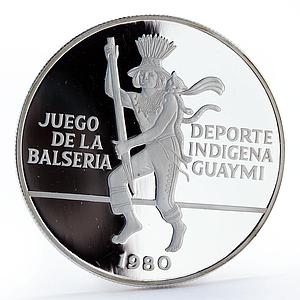 Panama 10 balboas Balseria Game Deporte Indigena Guaymi Indian silver coin 1980