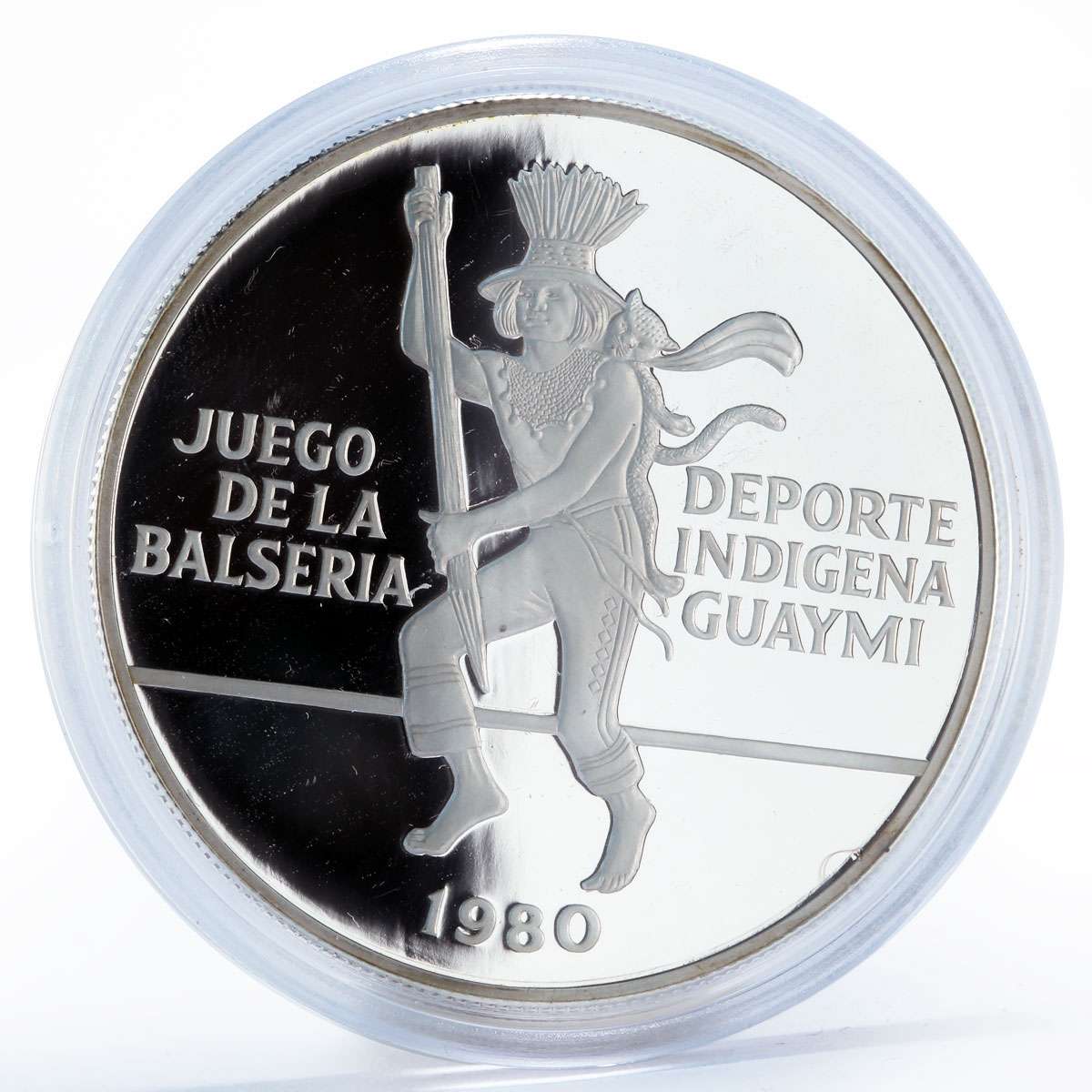 Panama 10 balboas Balseria game Guaymi Indigenous Sports proof silver coin 1980