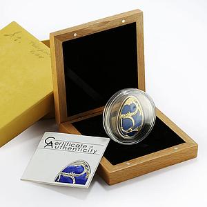 Cook Islands 5 dollars Imperial Faberge in Cloisonne Blue Egg silver coin 2010