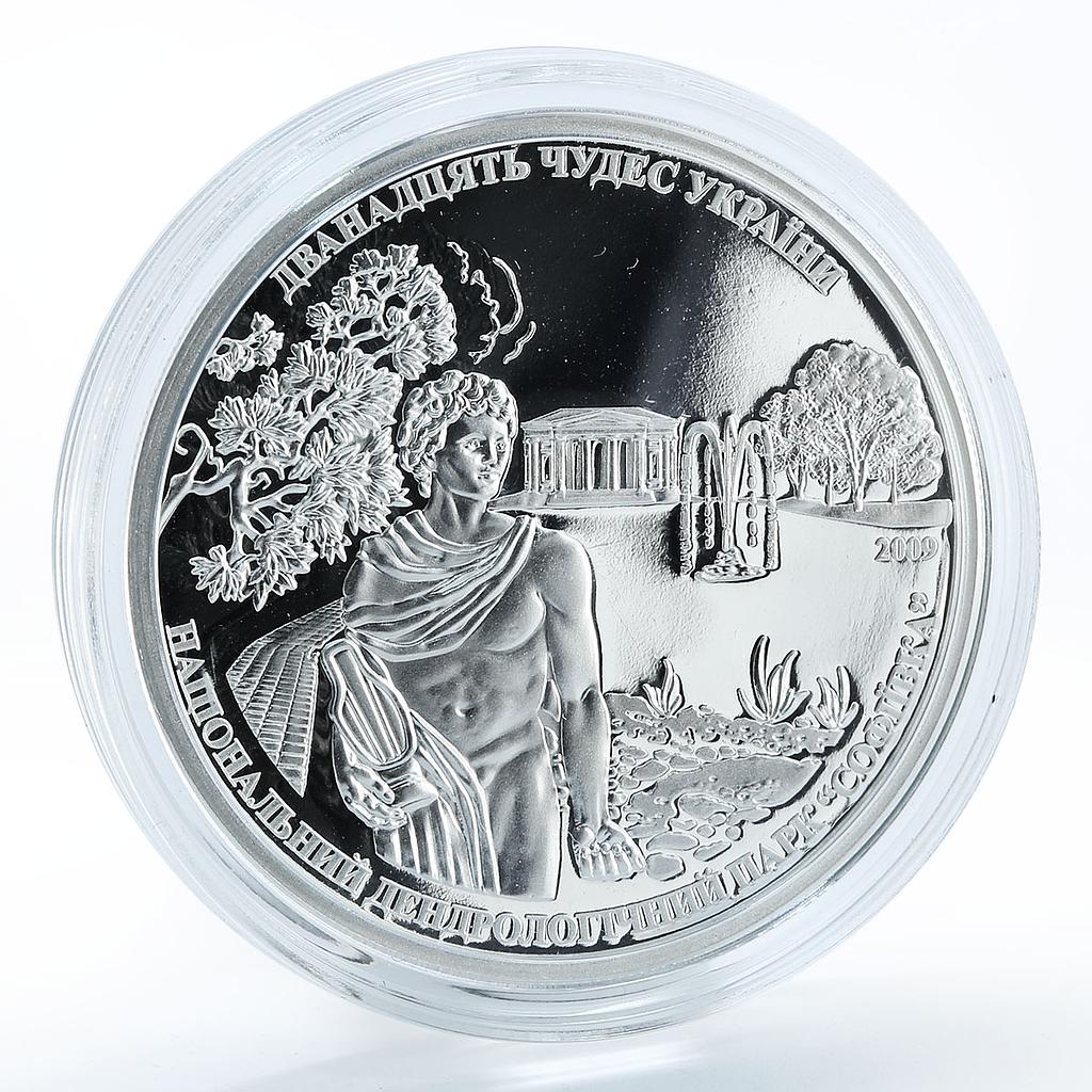 Cook Islands 5 dollars 12 wonders Dendrological Park Sofiyivka silver coin 2009