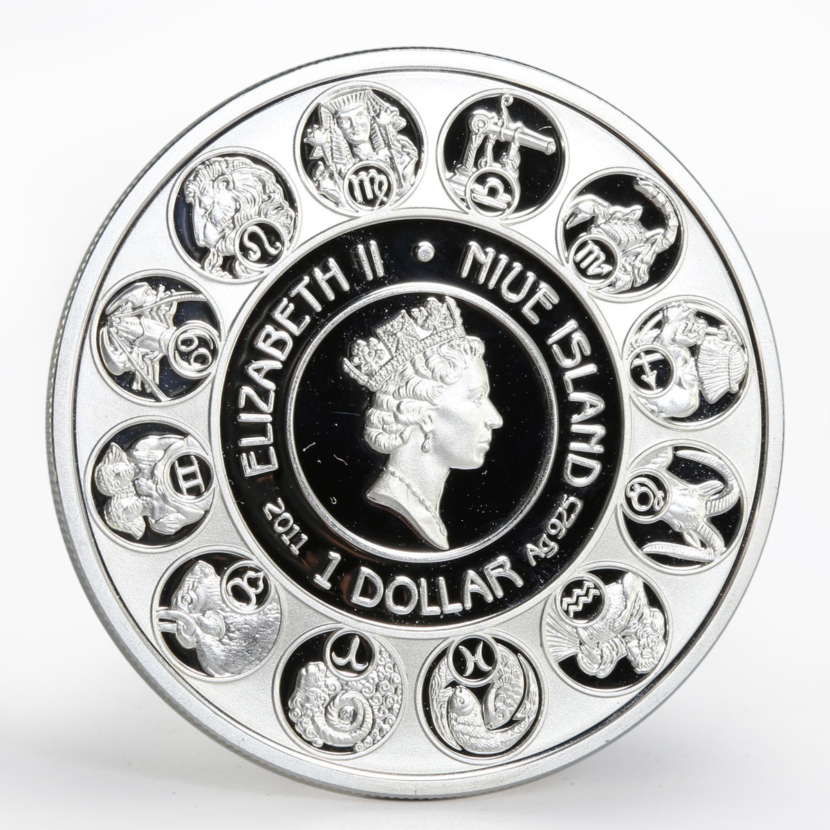 Niue 1 dollar Zodiac Sagittarius Alphonse Mucha silver colored proof coin 2011