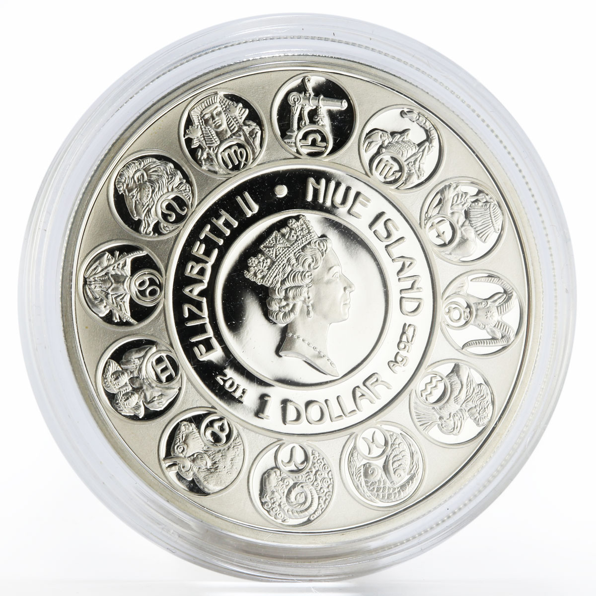 Niue 1 dollar Zodiac Scorpio Alphonse Mucha silver colored proof coin 2011