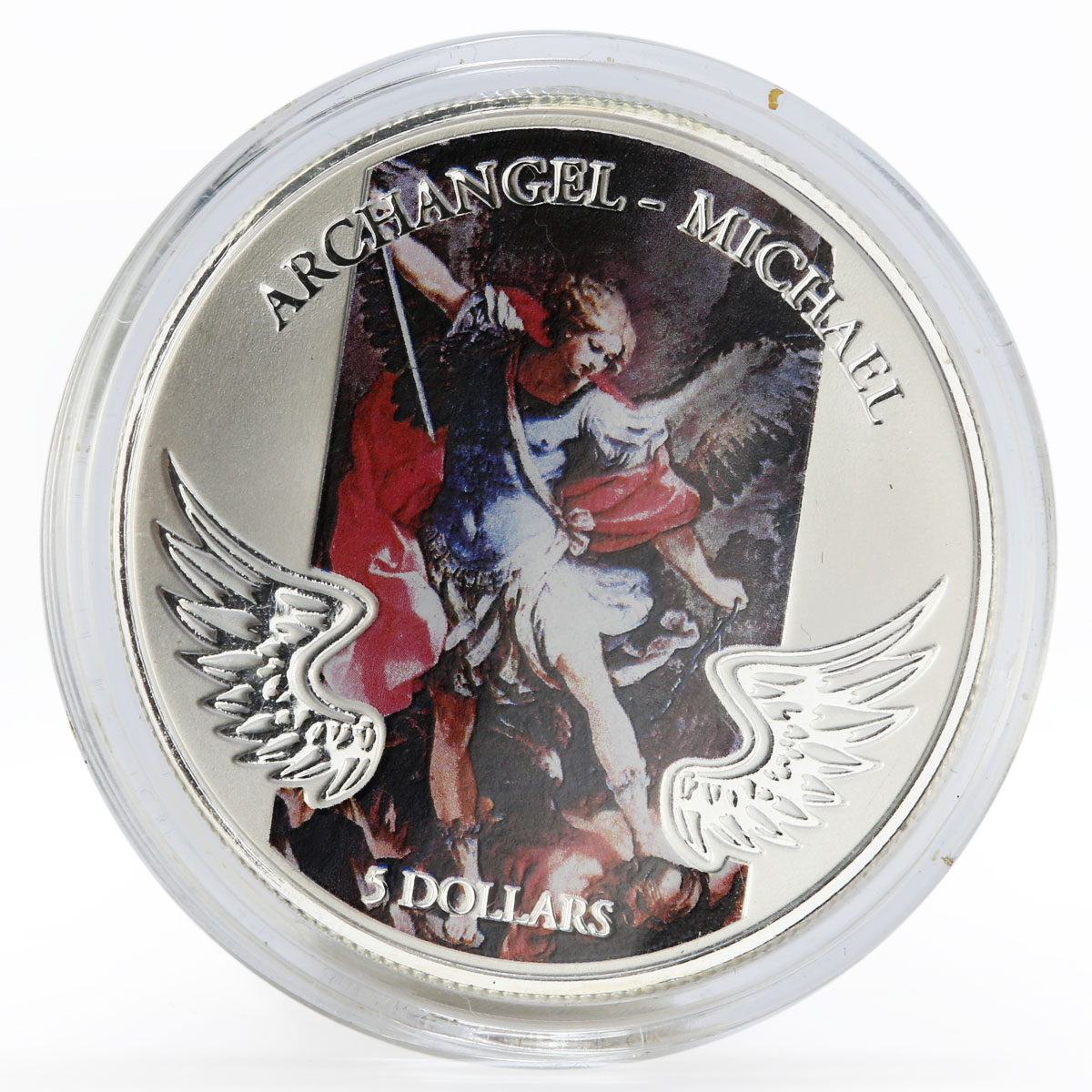 Solomon Islands 5 dollars Archangel Michael Heaven colored silver proof 2011