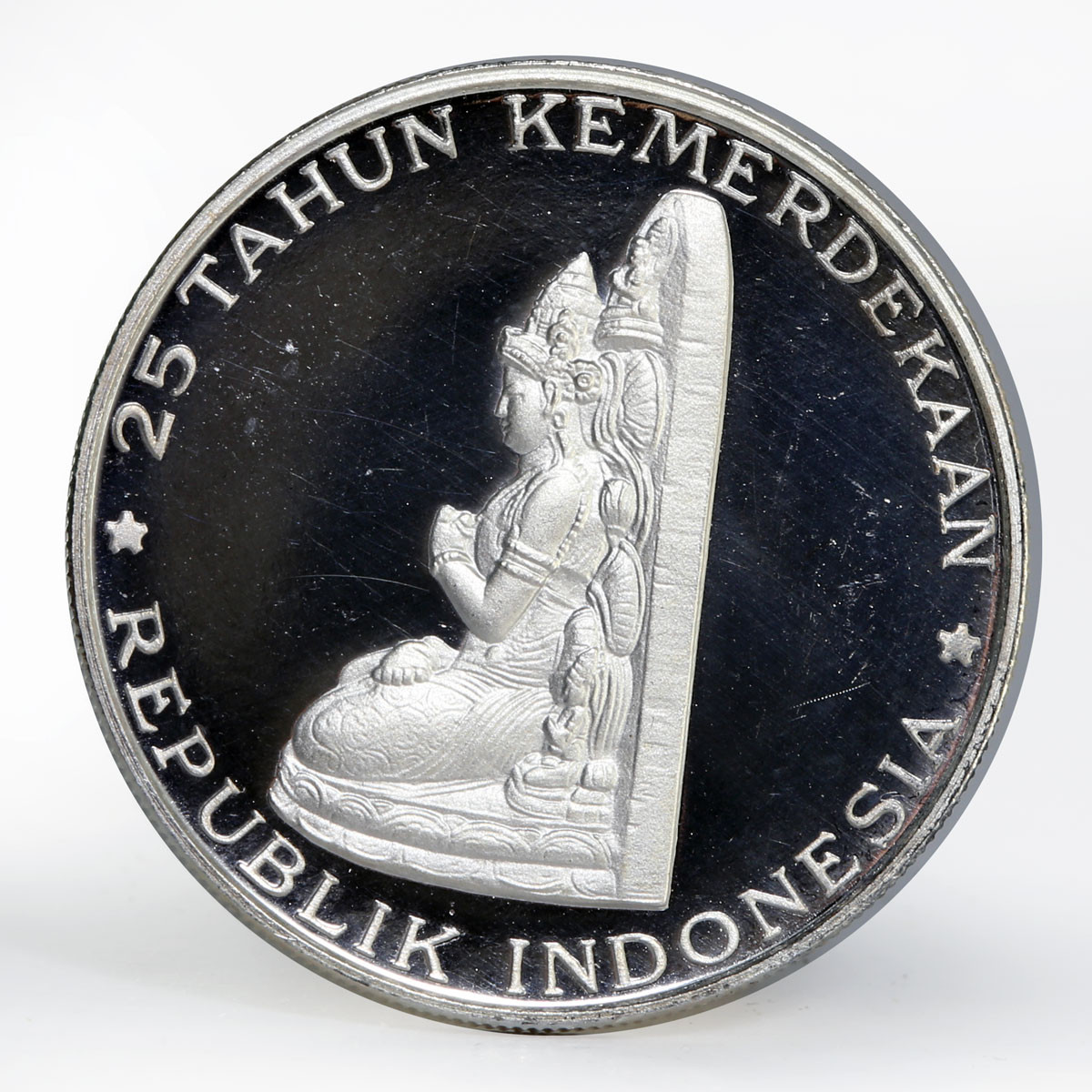 Indonesia 250 rupiah 25th Anniversary of Independence proof silver coin 1970