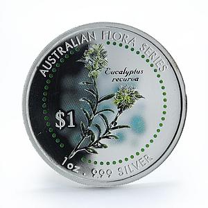 Cook Islands 1 dollar Eucalyptus recurva Australian flora 1 oz silver coin 1999