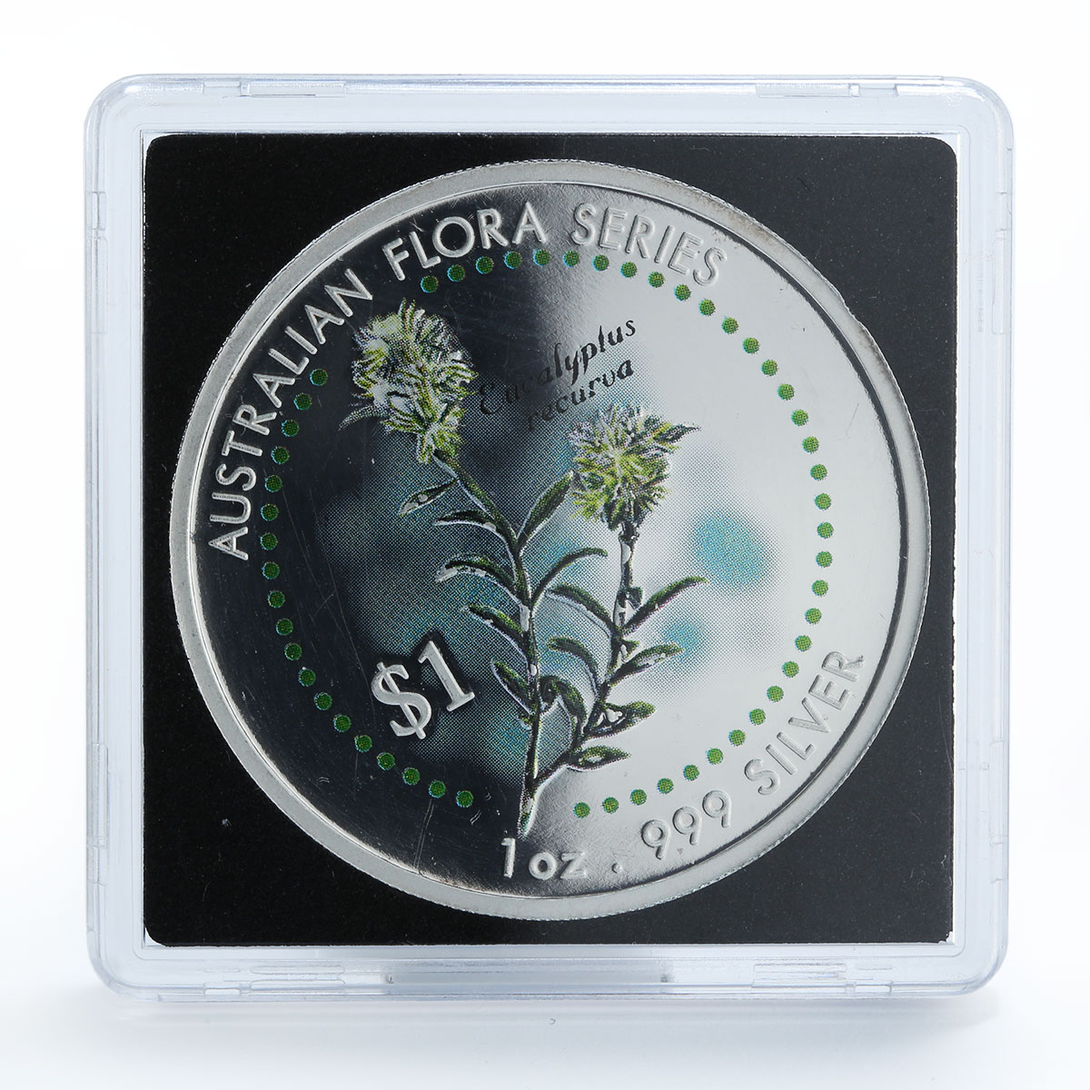 Cook Islands 1 dollar Eucalyptus recurva Australian flora 1 oz silver coin 1999