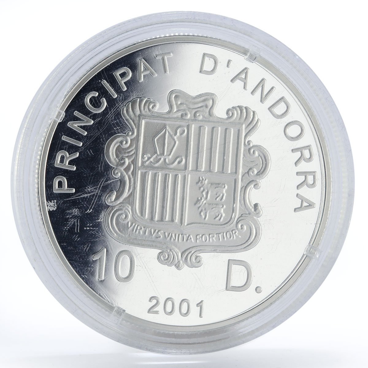 Andorra 10 diners Concordia Europea Two crowned women proof silver coin 2001