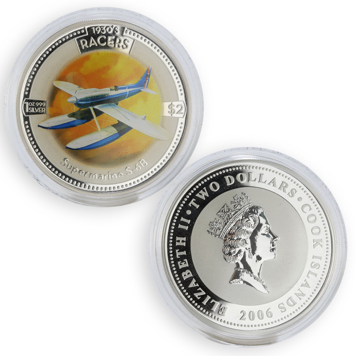 Cook Islands 2 dollars set of 5 coins Speed Jets 1930's Racers silver coin 2006