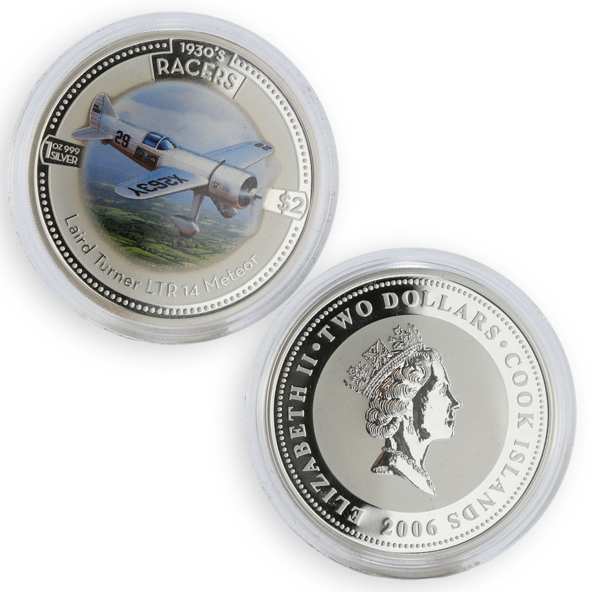 Cook Islands 2 dollars set of 5 coins Speed Jets 1930's Racers silver coin 2006