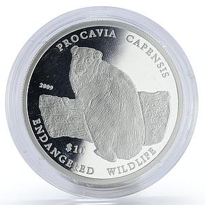 Namibia 10 dollars Procavia Capensis proof silver coin 2009