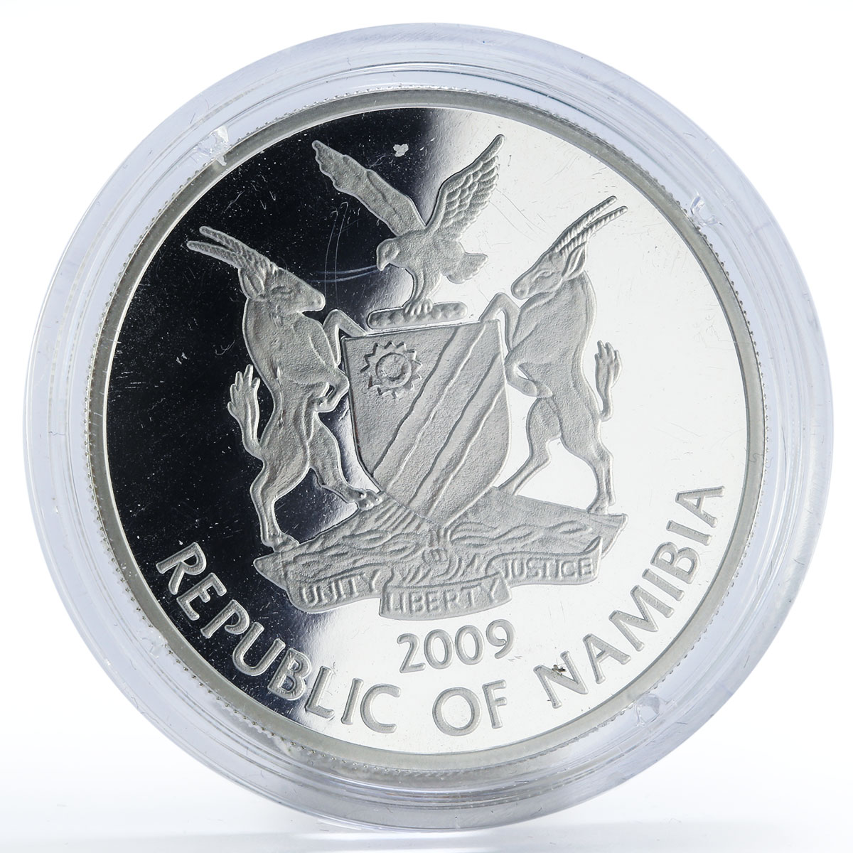 Namibia 10 dollars Procavia Capensis proof silver coin 2009