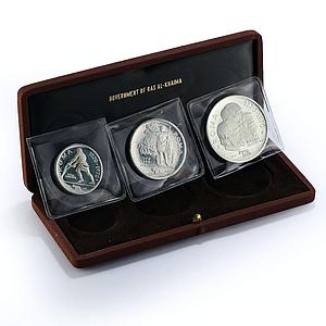 Ras al-Khaimah set of 3 coins Centennial of Rome proof silver coin 1970