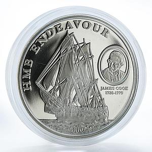 Cook Islands 1 dollar HMB Endeavour James Cook 1728-1779 silver Proof coin 2009