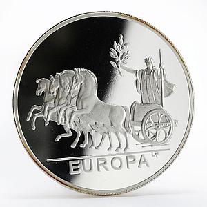 Andorra 10 diners Europa in Chariot proof silver coin 2001