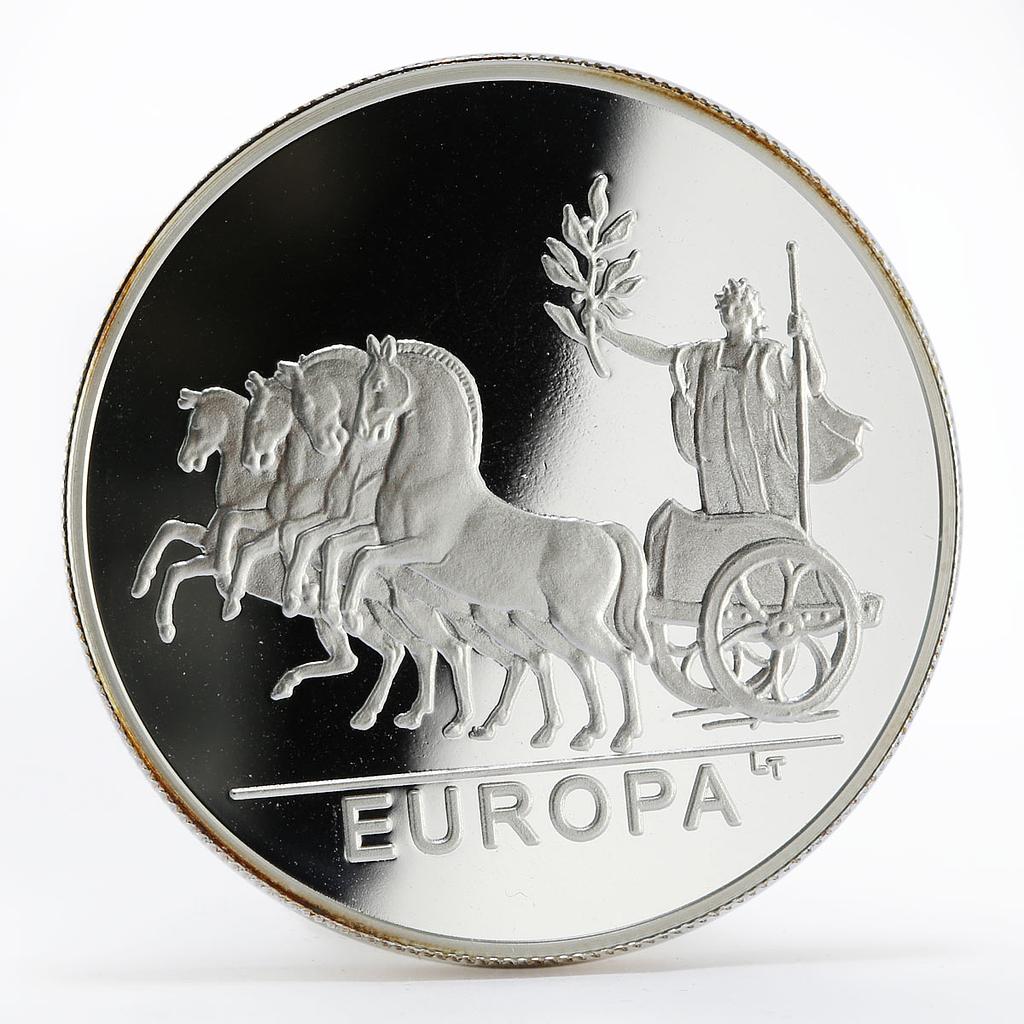 Andorra 10 diners Europa in chariot proof silver coin 2001