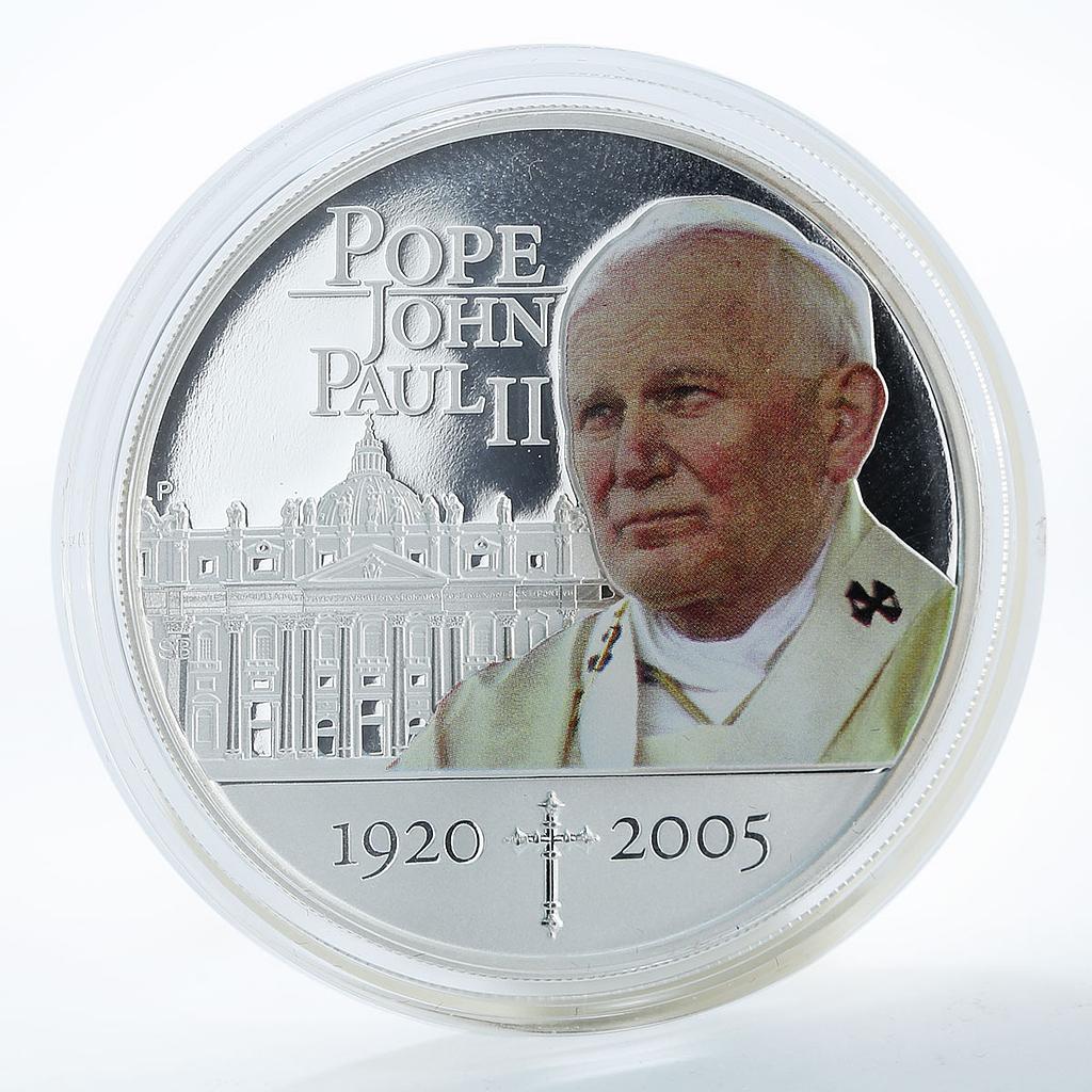 Cook Islands 1 dollar Pope John Paul II 1920-2005 Silver Coloured Proof 2005