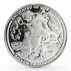 Mexico 5 pesos Acapulco Galleon Ibero-America series proof silver coin 2003